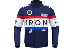 RIDEIRON Chaqueta Moto Hombre con Protecciones CE – Chaqueta Motociclista 4 Estaciones con Forro Térmico Extraíble, Transpirable y Resistente, Diseño con Bordados y Gran Estampado M-XXL