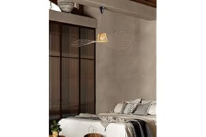 GLZXMQBP MeTikTok Suspensions Rétro Vertigo Lustre, Creative LED Lampe Fibre De Verre + Polyuréthane De Chapeau En Tissu Design Moderne Salon Cuisine Salle De Bain Éclairage Décoratif, E27,Marron,120CM