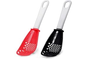 AMYXIYUAN Multifunctional Slotted Cooking Spoons for Kitchen Cooking Spoons Silicone Skimmer Slotted Spoons for Cooking Drip Mashing Grating Beating 2 Pack