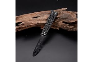 ATWG Butterfly Knife, Balisong Training Knife, Blunt Blade Tool for Beginner Practicing Flipping Tricks, with Storage Bag and Toolkits (black)