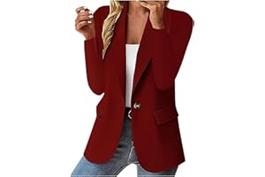 Aidodmom Traje y Abrigo de Mujer Elegante Jacket Corta con Bolsillos Ceremonia Cuello Solapa Chaquetas Blazer con Botón Curvy Tamaño Abierto Delante Chaqueta Tailleur Otoño Negocios