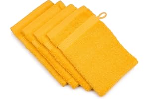 Gözze - New York Waschhandschuh, 4er Set, Weich und saugfähig, 100% Baumwolle, 17 x 24 cm - Gelb