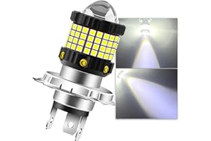 Teguangmei H4 LED Headlight Bulbs, Upgraded Real 360° 9003 Motorcycle Bulbs 85SMD 12W 12-80V White Hi/Lo Beam HB2 LED Lights, Plug and Play, Replace for Scooter Motorbike Headlamp, 1PCS