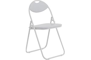 Harbour Housewares White Padded Folding Chairs - Pack of 1 Portable Folding Chairs for Dining, Office, Vanity, Makeup, Study & Home Soft Padded Seating Small Desk Seats