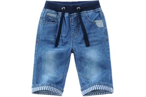 Happy Cherry Short en Denim Garçon Enfant avec Poches Bermuda en Jean avec Cordon Pantalons Jean Court Age Adapté 3-12 Ans