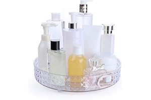 ROWNYEON Rotating Makeup Organiser skincare Organisers with handle Bathroom Lazy Susan Organiser Perfume Organisers Spinning Cosmetics Organizer for Vanity，Cabinets, Pantry, Fridge, Countertops，Kitchen