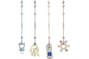 WeSweet Spielzeug Schnullerkette für Babys, 2PCS BPA-frei verstellbare Sicherheitsgurtefür Kinderwagen, Hochstuhl, Krippen, Hängekörbe, Autositz, Einkaufswagen(Spielzeug nicht Enthalt)