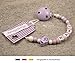 Personalised Baby DUMMY CLIP | Pacifier Holder with preffered name – girls motif lilac bear | Beststeller from Germany