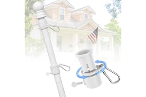 THEAQUE Flag Pole for Outside House - Tangle Free Flag Poles - High Wind Heavy Duty Flag Pole Kit Wall Mount for Porch Garage Truck Car Boat - Hand Held for Parade (6 FT, White)
