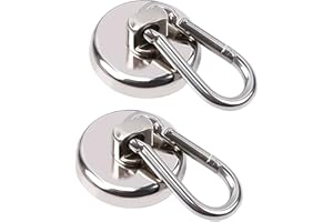 GodtKowty 2 Pack Large Magnetic Hooks, 45.5 KG(100 LBS) Super Strong Neodymium Magnets Super Strong Neodymium Magnets, for Indoor/Outdoor Use - 32mm Diameter