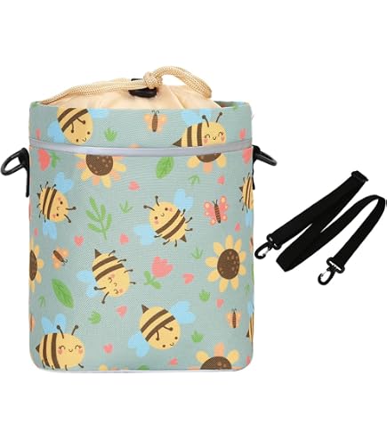 Aoreun Sacoche De Guidon Vélo Enfant En Toile Imperméable Motif Floral - Avec Bandoulière, Sangle Réglable, Panier Avant Pour Vélos, Poussettes (Rose)