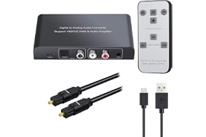 Neoteck DAC-omvandlare 192 kHz digital till analog ljudomvandlare optisk koaxial toslink till analog stereo L/R RCA med 3,5 m