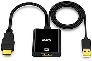 BENFEI HDMI Computer auf Displayport Monitor Adapter 4K@60Hz / 2K@144Hz / 1080P@165Hz, Unidirektional aktive HDMI zu Displayport Konverter mit Audio, für Laptop/Xbox 360