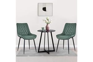 OFCASA Dining Chairs Set of 2 Thick Padded Faux leather Kitchen Chairs with Comfort Backrest and Metal Legs Lounge Counter Chairs for Home Living Room Waiting Room Office Reception