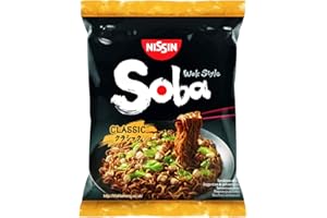 WANAHONG Nissin Soba - Tagliatelle Istantanee Fritte Yakisoba, 109 g (9 porzioni) - CLASSIC