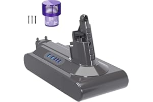 POWTREE V10 Batterie 6000mAh Batterie de Remplacement pour Dyson V10 Batterie V10 Absolute, V10 Animal, V10 Fluffy, V10 Motorhead Batterie Aspirateur sans Fil (1 Filtre + 3 Vis)