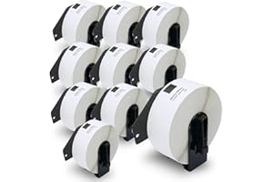 BETCKEY - 10 Rollos de DK-11201 Etiquetas Precortadas de Dirección Estándar Compatible con Brother, 29mm x 90mm, 4000 Etiquetas para Impresoras de Etiquetas QL