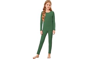 Arshiner Girls Pyjama Sets Children's Thermal Underwear Set Fleece Leggins Long Sleeve Tops Kids Winter Base Layer 5-12 Years