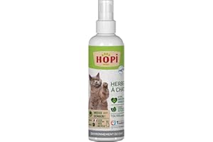 HOPI Spray herbe à Chat 200 ml - Extraits de Plantes - Stimule le Bien Être à la Maison ou dans un nouveau Lieu - Facile à transporter - Convient à tous types de supports - Fabriqué en France