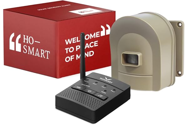HOSMART Système d'Alarme sans Fil Imperméable, Détecteur Rechargeable de Movement de Haute qualité pour la Sécurité Extérieur de la Maison, Longue portée Jusqu’à 800 Mètres, Anti Intrusion