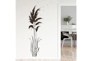 ‎DESIGNSCAPE DESIGNSCAPE® Wandtattoo Pampasgras im Wind | Wanddeko für Flur und Bad | Farbe: aubergine | Größe: klein (30 x 100 cm)