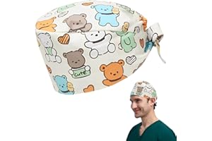 OHREN 1 Pezzi Cuffia Infermiera Regolabile con Bottone, Cuffie Chirurgiche Donna Uomo, Cuffia Sala Operatoria, Cappello Bouffant con Fascia Sudore