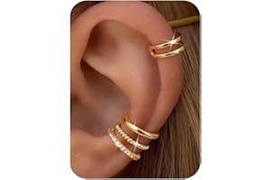 Morfetto Ear Cuff No Piercing for Women - 4Pairs 14K Gold Plated Non Tarnish Silver Clip On Hoop Earrings Adjustable Fake Cartilage Helix Ear Cuffs Hypoallergenic Earring Stack for Sensitive Ears
