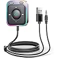 JOYROOM Aux Auto, Ricevitore Bluetooth 5.3 per Chiamate in Vivavoce e Ascolto di Musica Durante la Guida, USB con Jack da 3,5