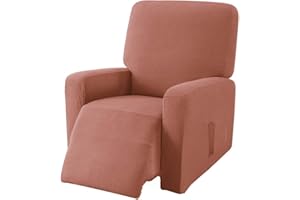 EBETA Jacquard Copripoltrona Fodera per poltrona, Coprisedile Chivas Poltrona Reclinabile Relax Completo Elasticizzato con Tasche (Corallo)