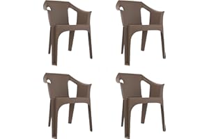garbar Cool Set 4 Silla con Brazos Exterior | jardín, terraza, balcón, Picnic, Camping, Catering, Eventos, reuniones | diseño, Ligero, apilable | Chocolate