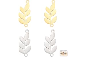Beebeecraft 20 unids/Caja 2 Colores Hoja Encantos 18 K Chapado En Oro Y Acero Inoxidable 2 Agujeros Hoja Conectores Encantos para DIY Hacer Pulseras Collares Pendientes