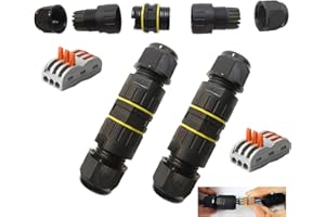 Caja de conexiones CESFONJER Impermeable al aire libre IP68 Línea de 3 vías Conector de cable M25 Rango de cables 6-11 mm Cable de alimentación Acoplador externo de manga Caja de protección (2 PCS)