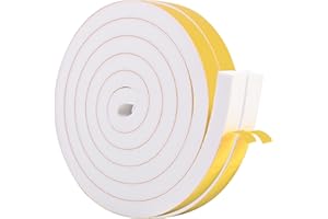 AOYINFE 4m Dichtungsband Selbstklebend 10mm(B) x10mm(D) für Türen Fenster Schaumstoffband Türdichtung Fenster, Gummidichtung für Kollision Siegel Lärm Schalldämmung Weiß(2 Rollen je 2m lang)