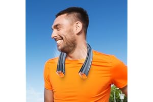 Urmaxs 6000 mAh Ventilatore da Collo Portatile,Silenziosi Portable Neck Fan,USB Ricaricabile Cuffie Ventilatore,3 Velocità Ventolino Portatile Senza Lama per Ufficio,Viaggi,Aria Aperta e Sport(Nero)