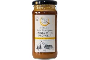 RAW POT - ORGANIC HONEYDEW HONEY WITH PROPOLIS - Natural Raw Pure Unpasteurised Honey Rich in Antioxidants for Immunity Support, Skin, Digestive Health | Smooth and Silky | For Kids And Adults (300g)