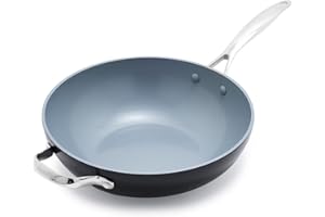 Greenpan Valencia Pro Hard Anodised Healthy Ceramic Non-Stick 30 cm Wok, PFAS Free, Induction, Oven Safe, Grey