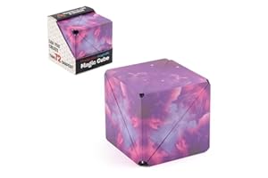 Transforming Magic Cube Fidget Box - Morphs into 72 Unique Geometric Cube - Magnetic Infinity Cube Brain Game for Kids & Adults. (Purple) - BBargain Basket.