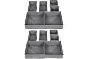 Periea UK Drawer Organiser Divider Pack of 12 Foldable Drawer Organisers (Grey)