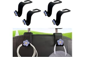 BESULEN Car Seat Headrest Hook, 4PCS Vehicle Seatback Organizer Hanger, Auto Seat Back Storage Hook for Grocery Bag Purse Handbag Umbrella, Universal Interior Accessories for Most Cars (Blue)