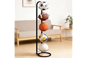 Support mural pour ballon de football à 5 niveaux, amovible, support vertical pour balles, organisateur d'équipements de sport pour ballons, support mural pour basket-ball, football, volley-ball et