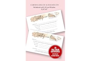 Certificate of Authenticity: Small Size Certificate of Authenticity for Artwork | Notebook with 20 Certificates | Art Authentication Certificates for Original Paintings, Prints, and Handmade Art