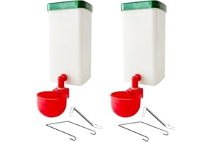 VANDANCOOP 2pcs 1L Hanging Chicken Drinker with Cup and Bracket Automatic Drinker System Chick Water Cups Used for Cages