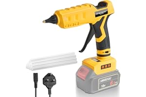 QUPERR QUPPER 100W Cordless Hot Glue Gun Compatible with Dewalt 18V Battery – Includes 10x11mm Glue Sticks, Drip-Free Nozzle & LED Temperature Display, for DIY, Crafts & Quick Repairs (Battery Not Included)