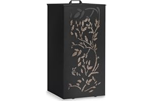 IDMarket - Réservoir à granulés 45 kg noir rangement à pellets 36 x 36 x 76 cm - motif floral