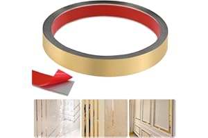 KITERI 16.4Ft Gold Molding Wall Trim Stainless Steel Self-Adhesive Gold Trim Metalized Molding Trim Gold Mirror-Like Design Trim Metal Wall Edging Strip Trim for Door Furniture Wardrobe,2cm