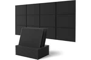 KUCHOOW Acoustic Panels with Stickers, 12 Pack High Density Sound Absorbing Panels, Sound Proofing Panels for Home Decoration and Wall Protection, Sound Proofing for Walls, 12" X 16" X 0.4"