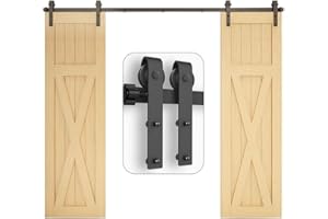 TSMST 305CM/10FT Sliding Barn Door Hardware Kit Track Roller Closet Accessory for Double Door