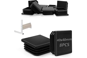 TXXATX Box Section End Caps 40x40 mm, 8 Pieces Reusable Plastic End Caps Square Worktop End Cap Insert Plastic Caps Black Post Caps Tube Plug for Metal Tube Table Sofa Shelf Chair Stoppers