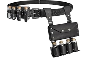 EpicCos 3 PCs Medieval Alchemy Belt Waist Pack Combo with Multiple Potion Bottles, Viking Rivet Belt Side Pouch for Cosplay (Black C)