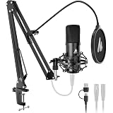 MAONO A04-Gen2 XLR/USB Condenser Mic for Podcast: 192kHz/24Bit Cardioid Microphone for YouTube with Noise Cancellation Software, Metal Arm Kit, Professional Chipset for Recording, Studio, Streaming: 